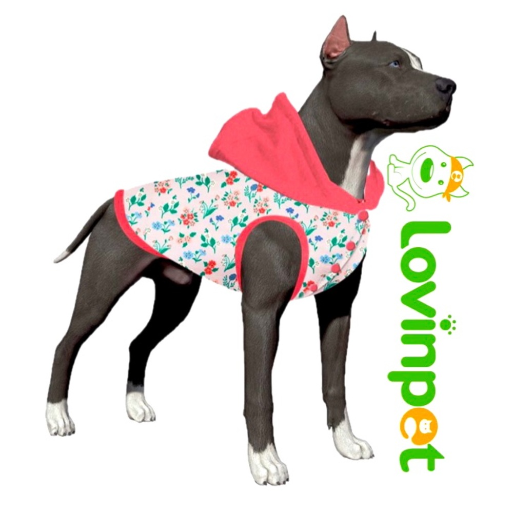LOVINGPET Soft Lightweight Flannel Dog Hoodie In Wisteria Flowers-Pink Sz Large
